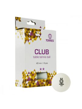 Мяч д/наст. тенниса TORRES Club 2* упак 6 шт., белый