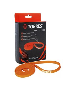 Эспандер TORRES латексная петля длина 208 см, шир.1,3 см, сопротивление 15 кг,оранж.