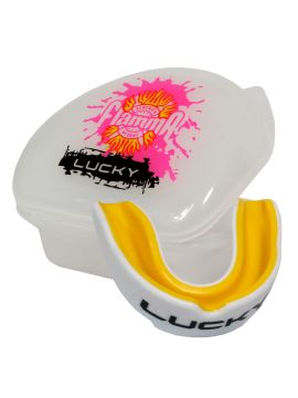 Капа (защита рта) детская FLAMMA - Lucky YELLOW с футляром (резина, гель, детский, Белый/желтый)