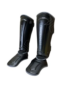 Защита голень-стопа FIGHTEXPERT Sparring (кожзаменитель, Черный)